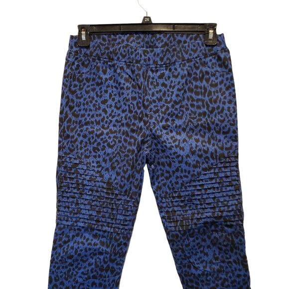 Umgee Pants Large Womens Pull On Skinny Zip Ankle Navy Blue Stretch - Picture 9 of 11